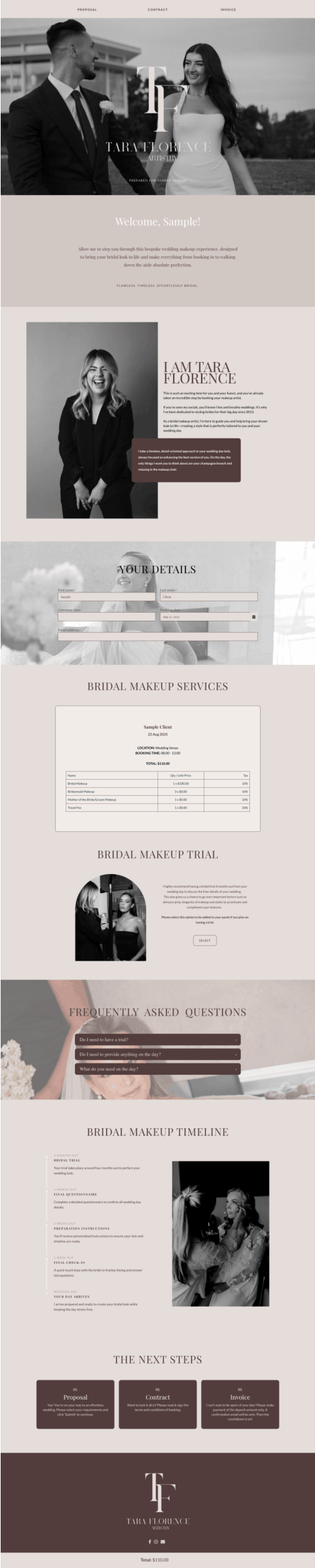 Makeup artist client form