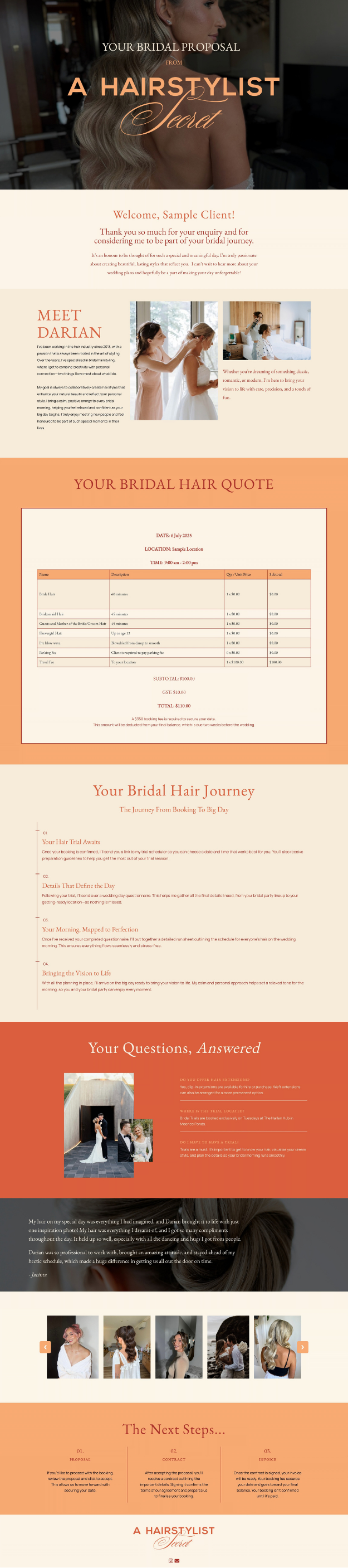 A Hairstylist Secret's bridal proposal, designed in her brand