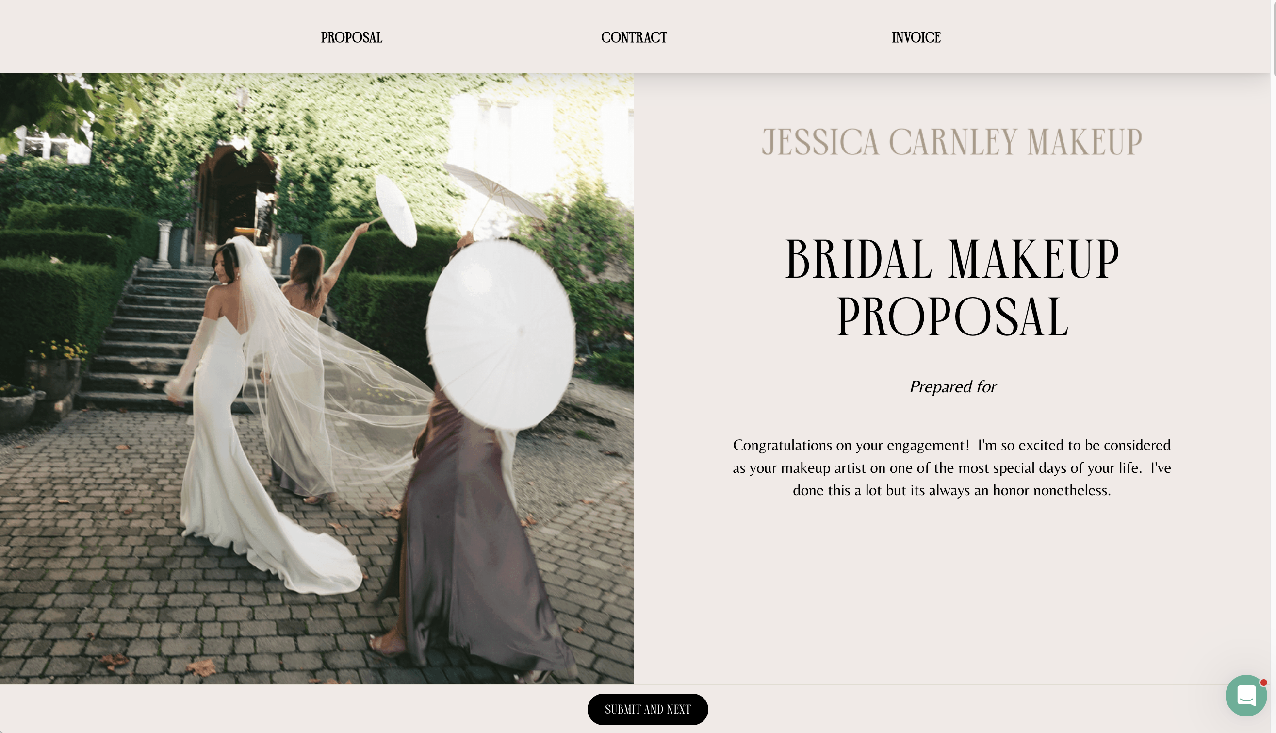 Jessica Carnley Makeup's bridal makeup proposal, designed in her brand