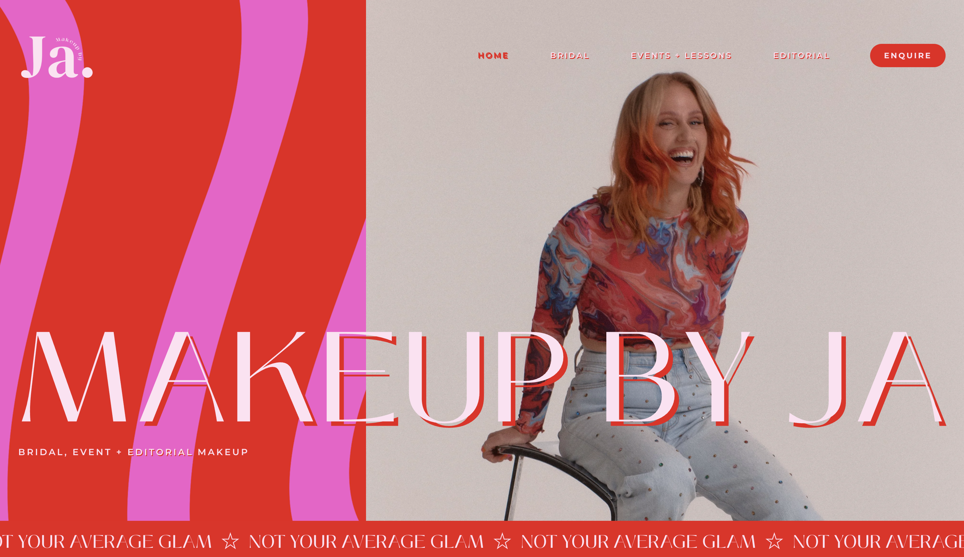 The Makeup by Ja website home page, designed by Artistry Automated
