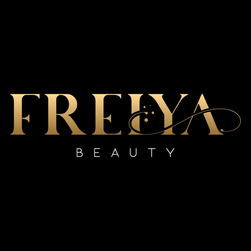 Freiya Beauty's old logo: gold lettering on black