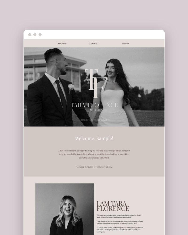 A makeup artist's bridal proposal in black and white