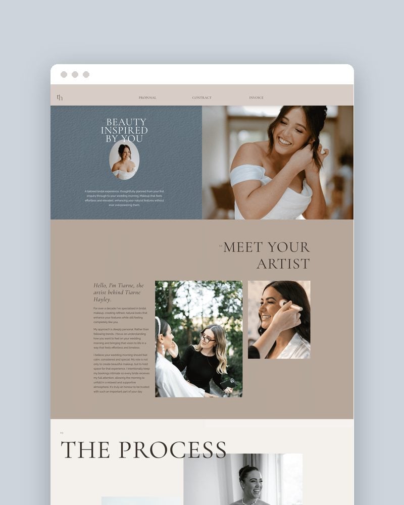 Tiarne Hayley's bridal makeup proposal